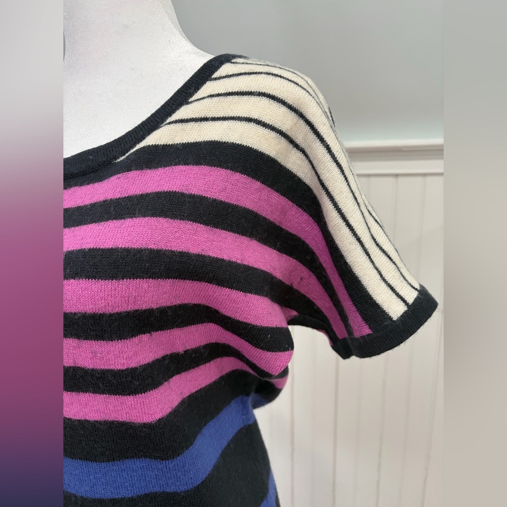 LOFT Black, Pink, and Blue Striped Midi Dress - Picture 2 of 8